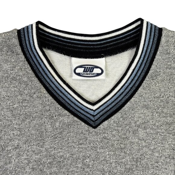 WD Sportswear Sweater Shirt Mens L Gray Short Sleeve V Neck Vintage 90s Y2K - Picture 3 of 9